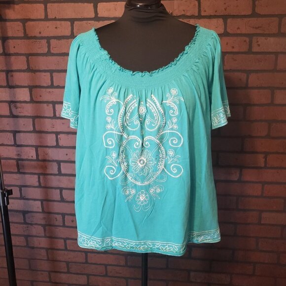 Style & Co. Tops - Style & Co Woman's Size Peasant Style Embroidered